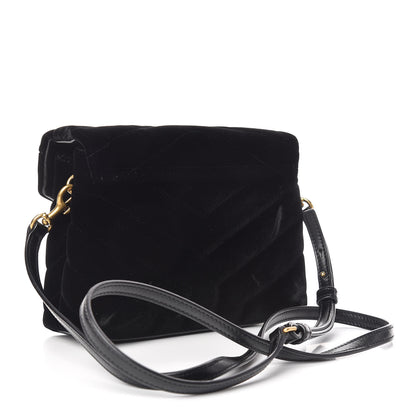 Saint Laurent Velvet Y Quilted Monogram Toy Loulou Crossbody Bag French Black 2 of 14