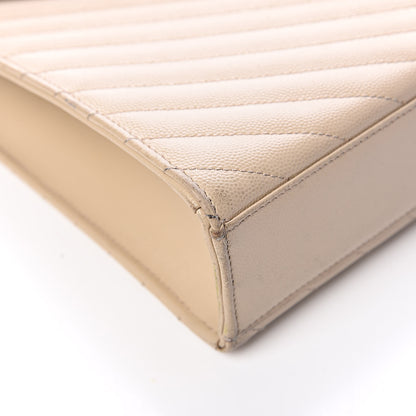 Saint Laurent Grain De Poudre Matelasse Chevron Large Monogram Satchel Nude Powder 12 of 18