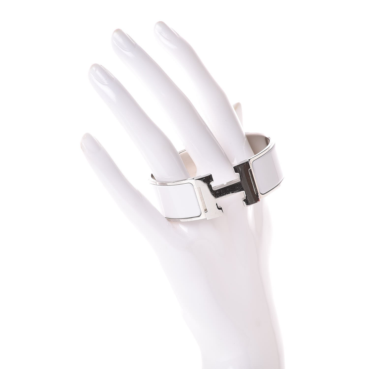 Hermes Enamel Wide Clic Clac H Bracelet PM White 2 of 6