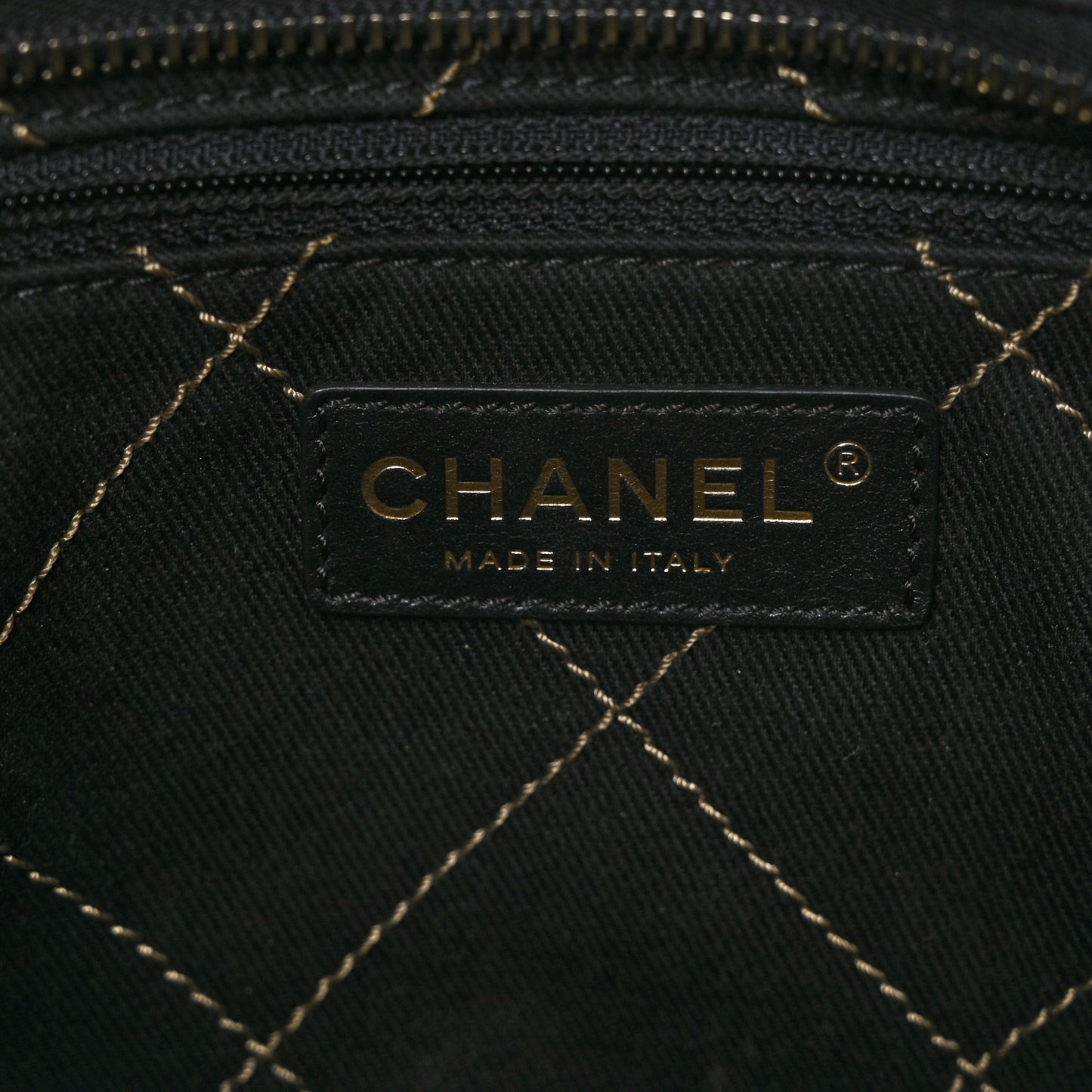 Grained Calfskin Large Shopping Fever Tote Gold