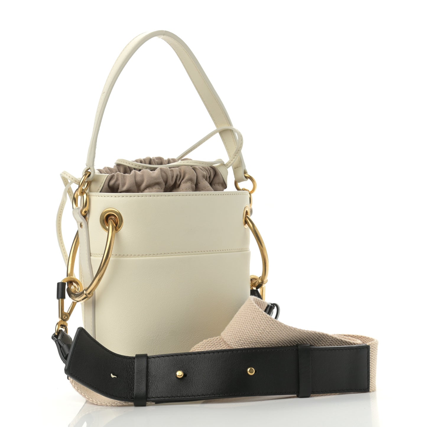 Smooth Calfskin Mini Roy Bucket Bag Natural White