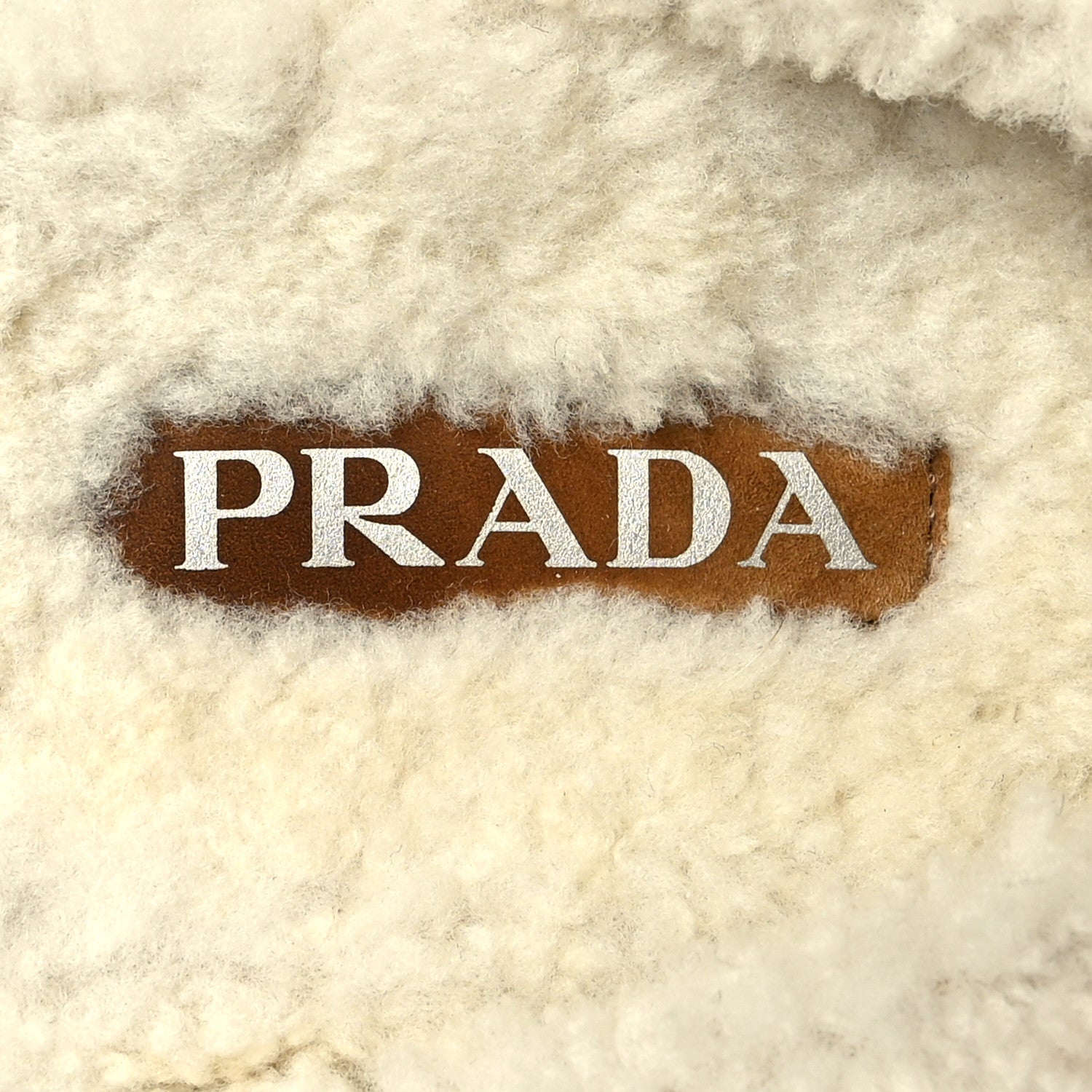Prada Shearling Metal Triangle Logo 20mm Slippers 39.5 Cognac 7 of 7