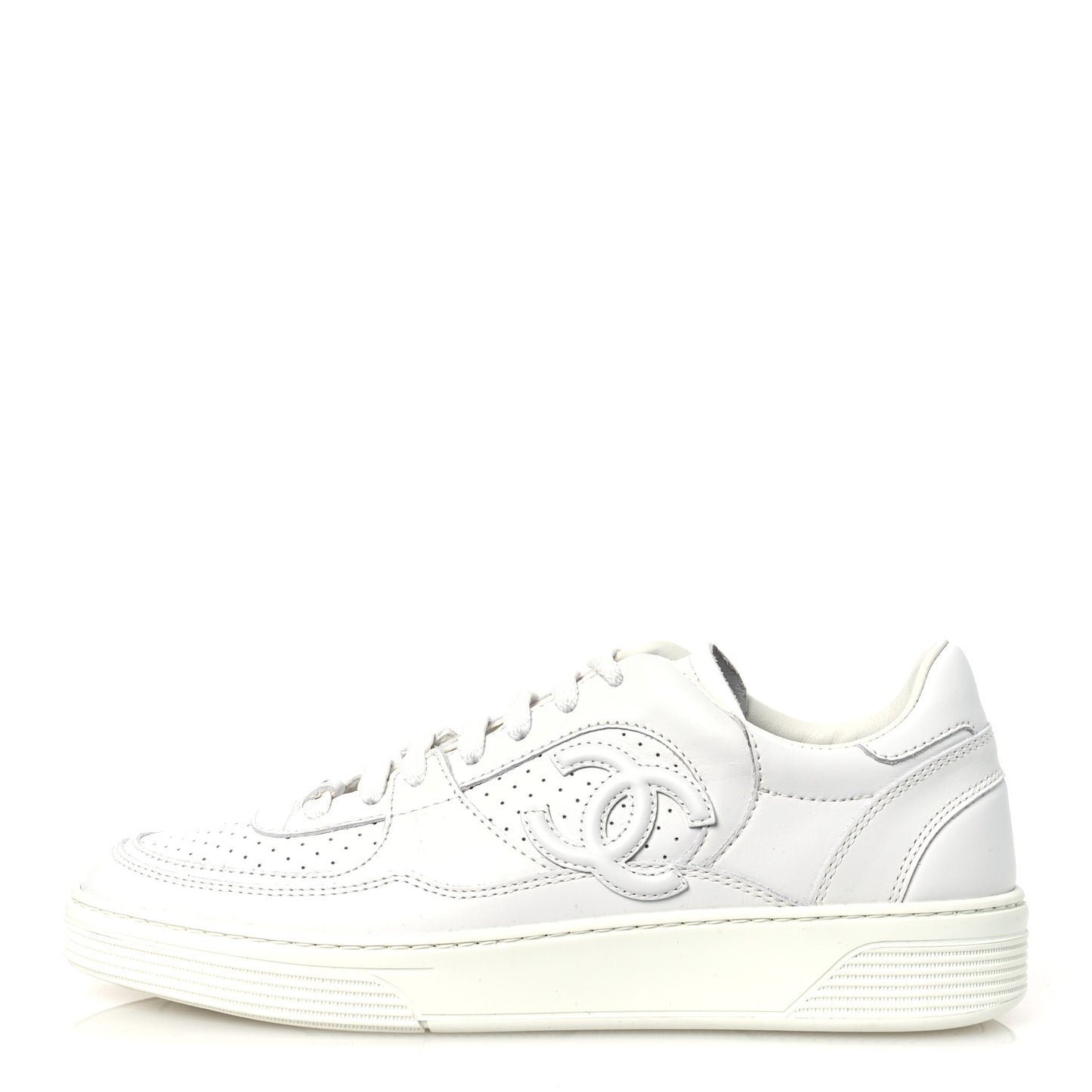Calfskin CC Womens Sneakers 38 White