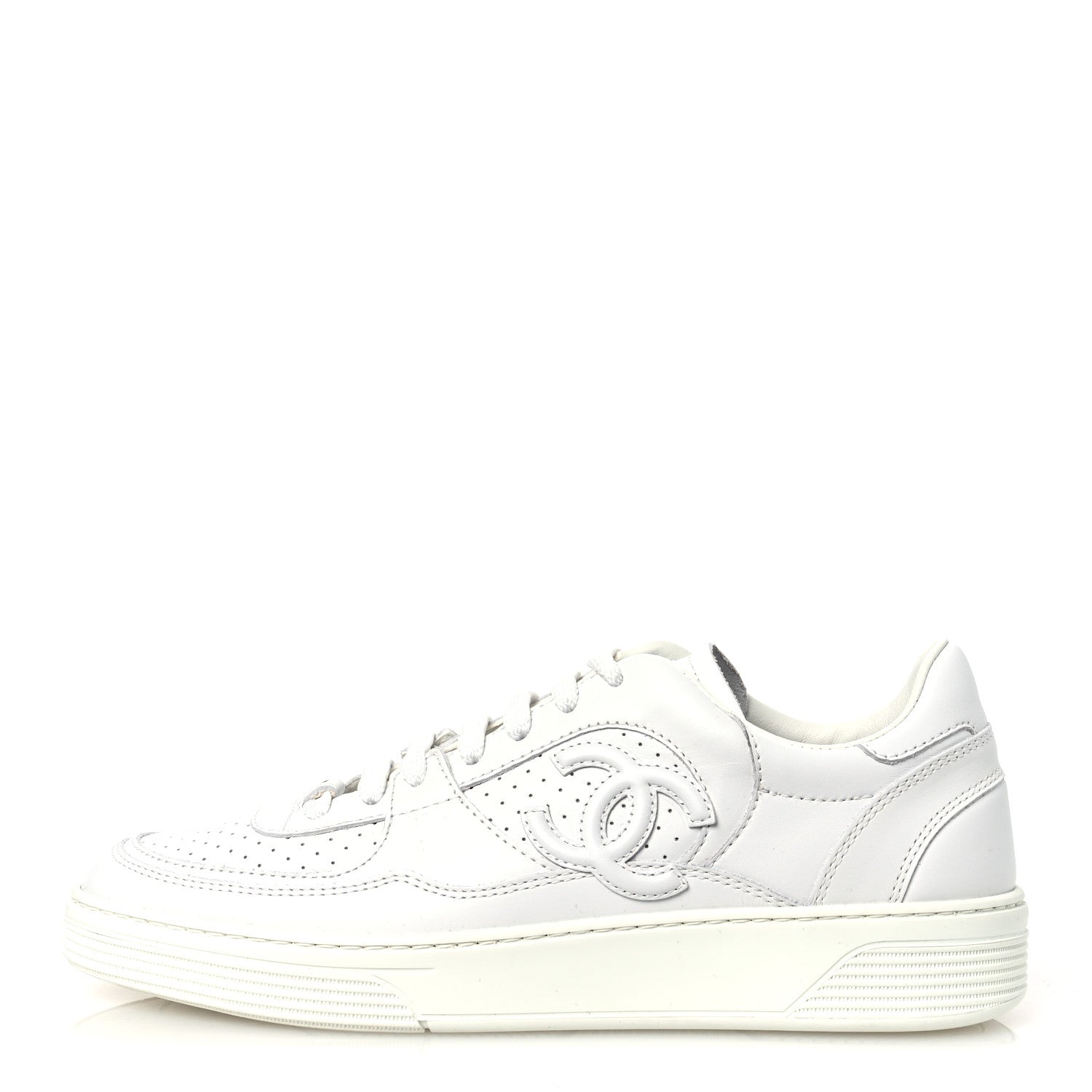 Chanel Calfskin CC Womens Sneakers 38 White 1 of 12