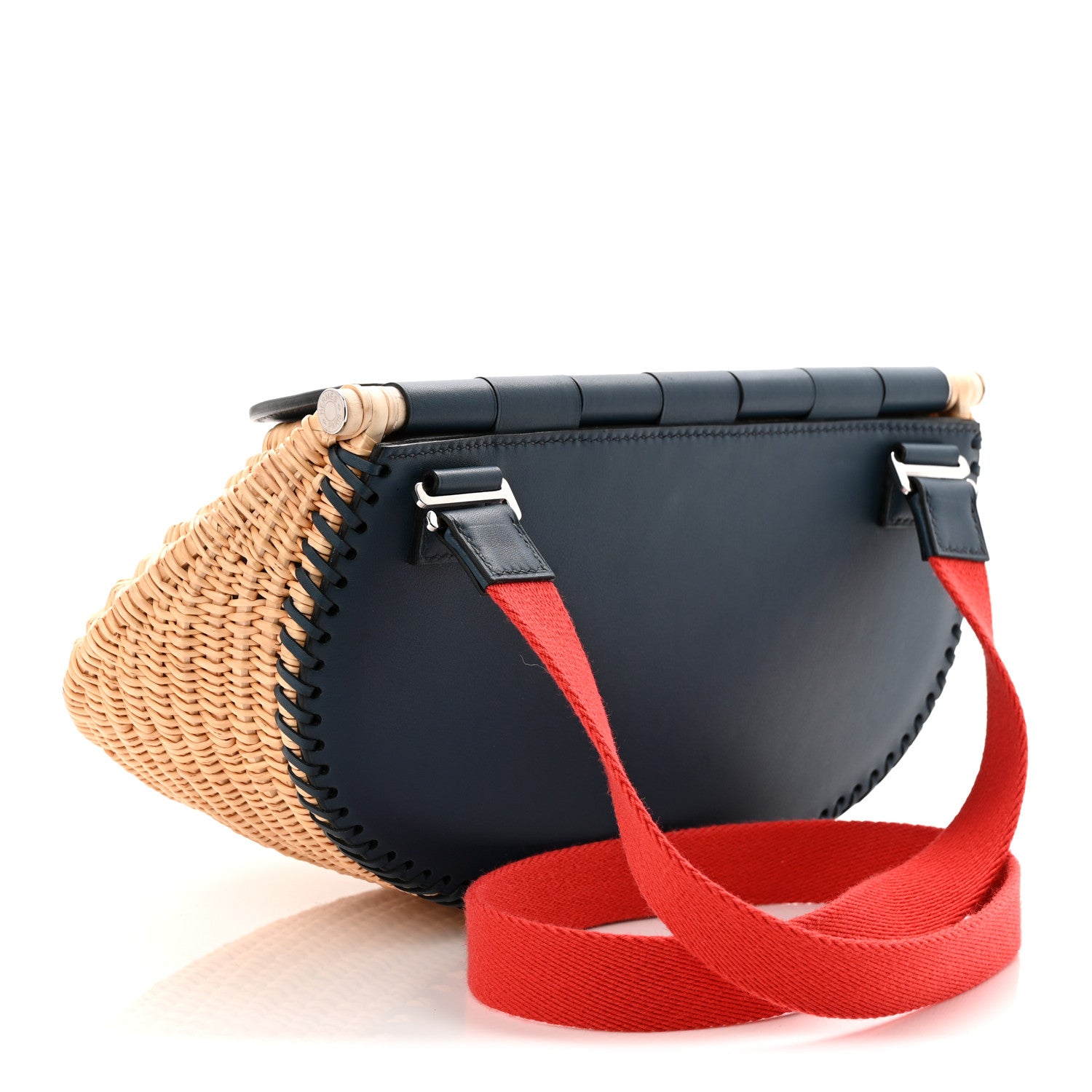 Hermes Swift Wicker Picnic Fishing Bag Bleu de Prusse 1873641