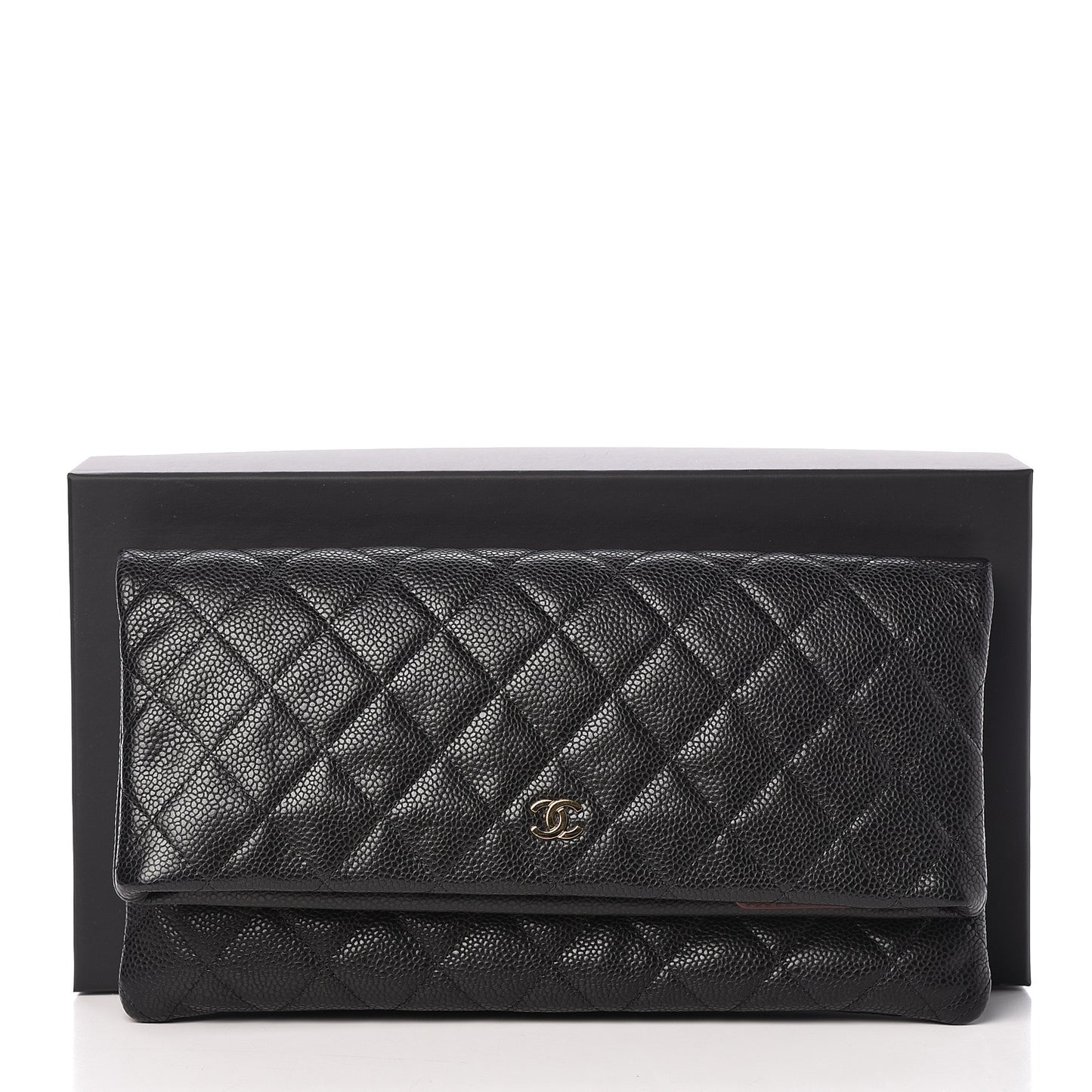 Caviar Quilted CC Beauty Clutch Black