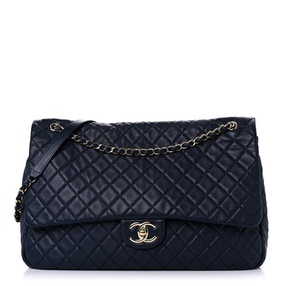 Chanel Calfskin Quilted Small XXL Travel Flap Bag Navy 1 of 16