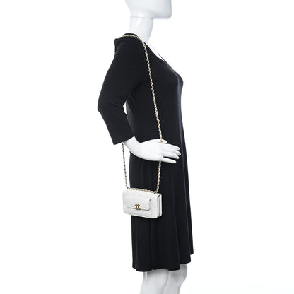 Chanel Caviar Quilted Pocket Twins Clutch With Chain White 2 of 12