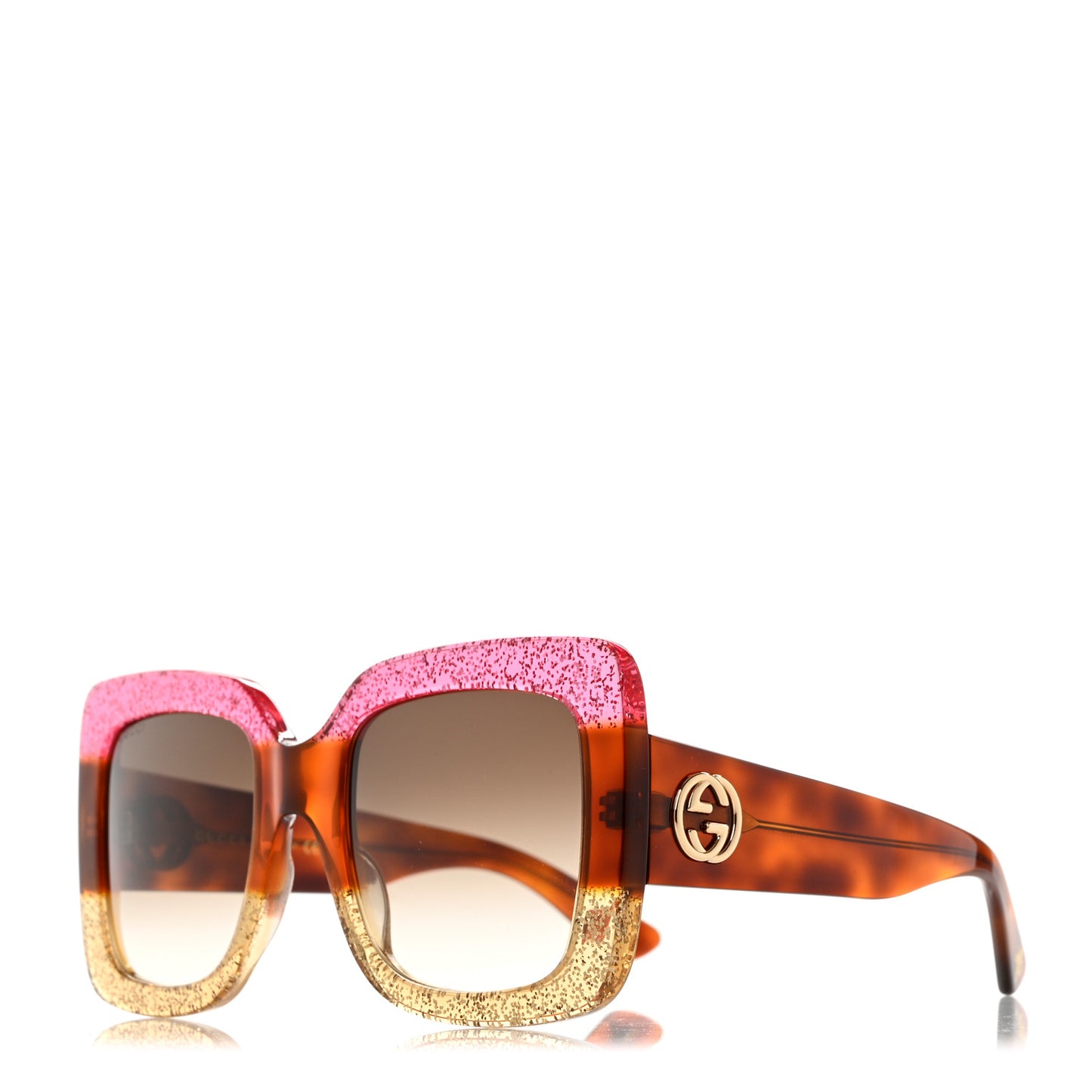Square Frame GG0083S Sunglasses Glitter Pink Multi