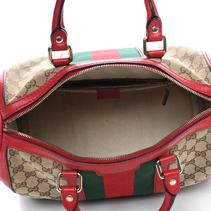 Gucci Monogram Vintage Web Medium Boston Red 5 of 11