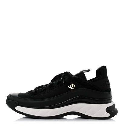 Chanel Velvet Calfskin Mixed Fibers CC Sneakers 40.5 Black 1 of 8