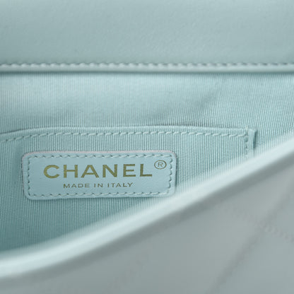 Chanel Lambskin Quilted Small Circular Handle Bag Blue 8 of 11