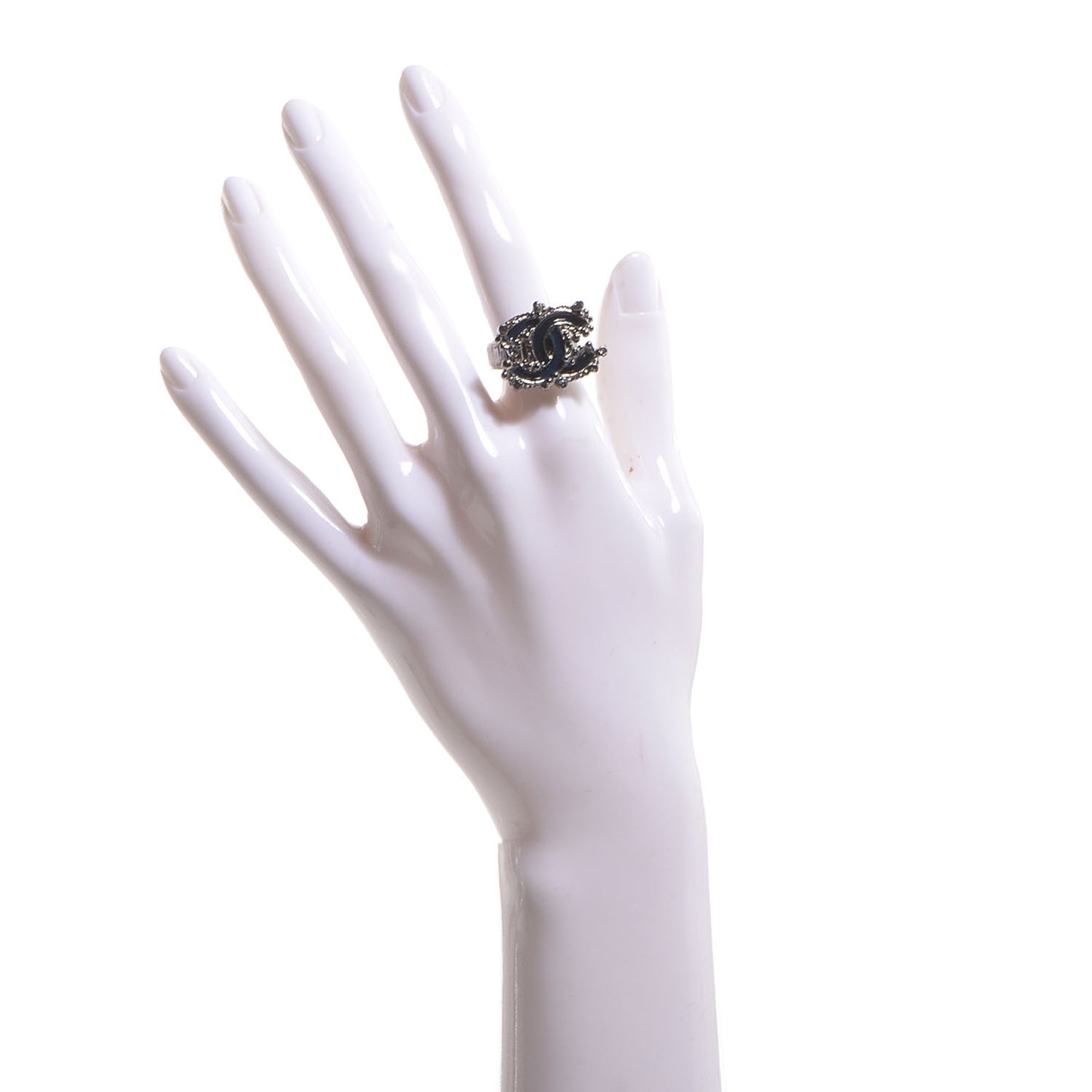 Enamel Crystal CC Ring Dark Blue
