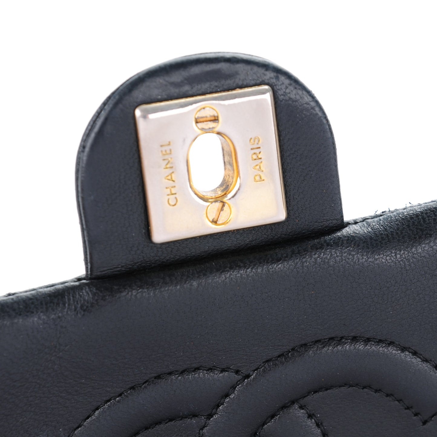 Lambskin Quilted Mini Square Flap Black