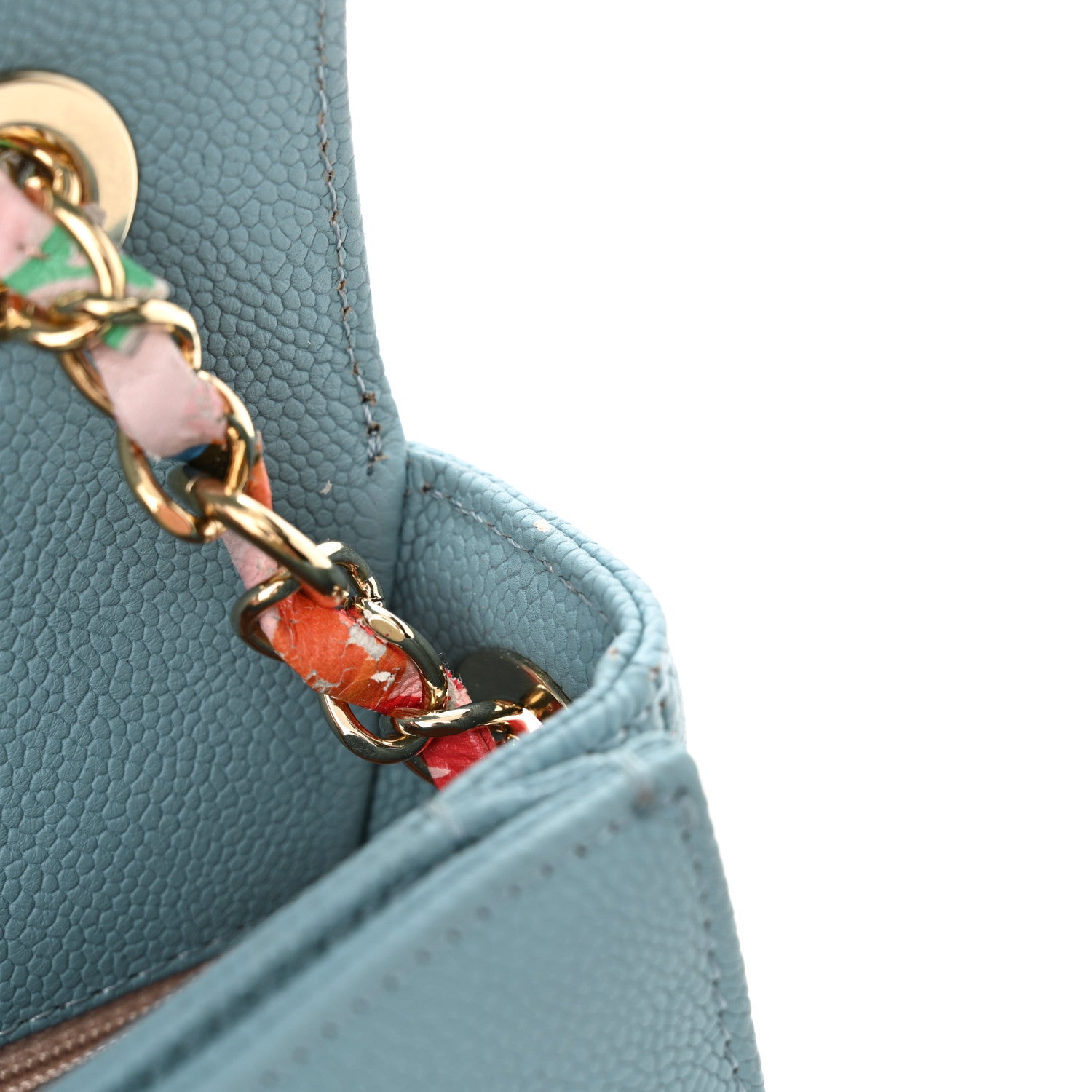 Chanel Grained Calfskin Quilted Small Cuba Top Handle Flap Blue 11 of 12