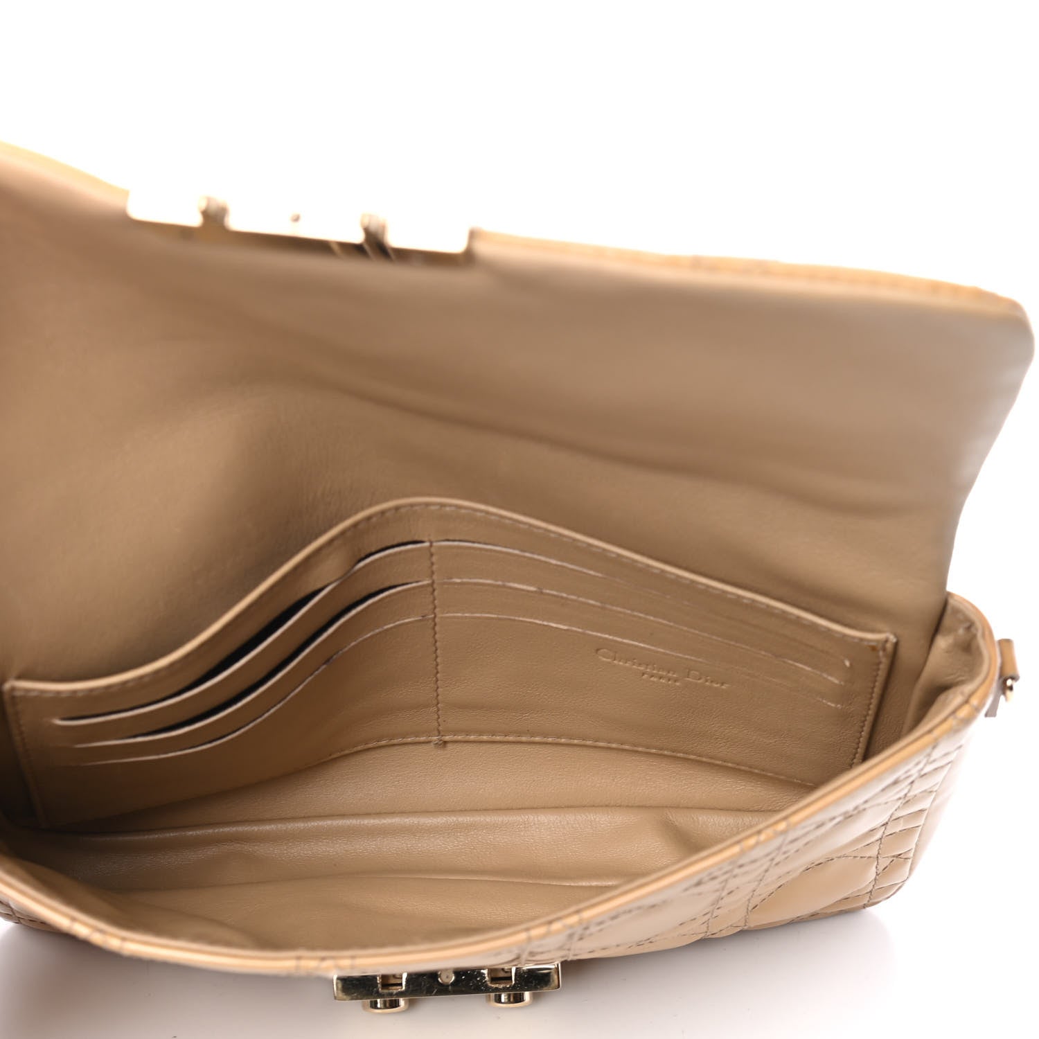Christian Dior Patent Cannage New Lock Pouch Beige 4 of 4