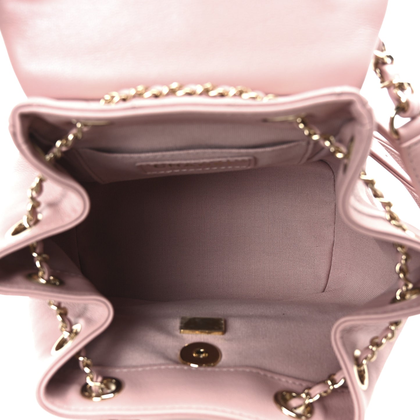 Lambskin Quilted Small Duma Drawstring Backpack Light Pink