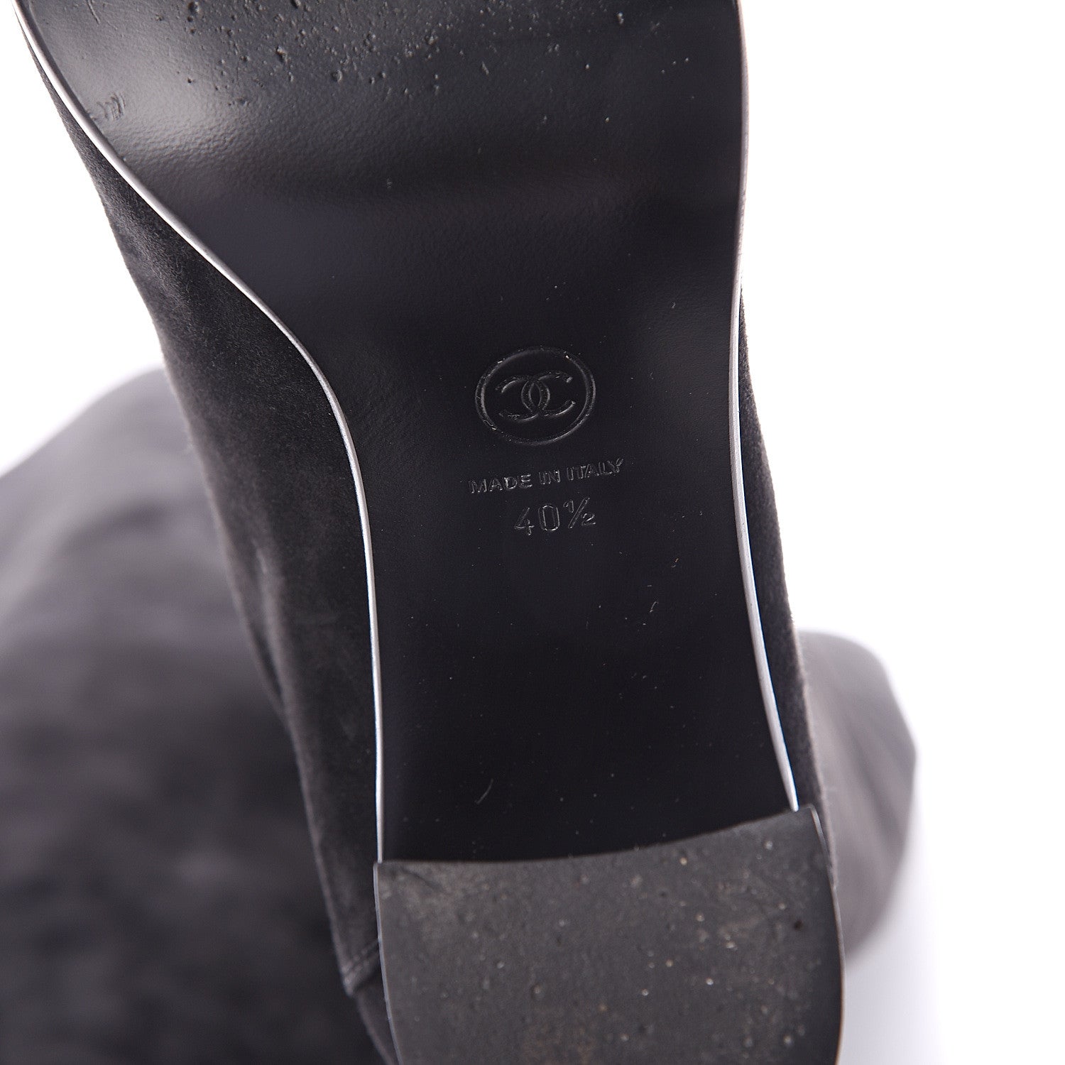 Chanel Suede Calfskin CC Over The Knee Boots 40.5 Black 6 of 6