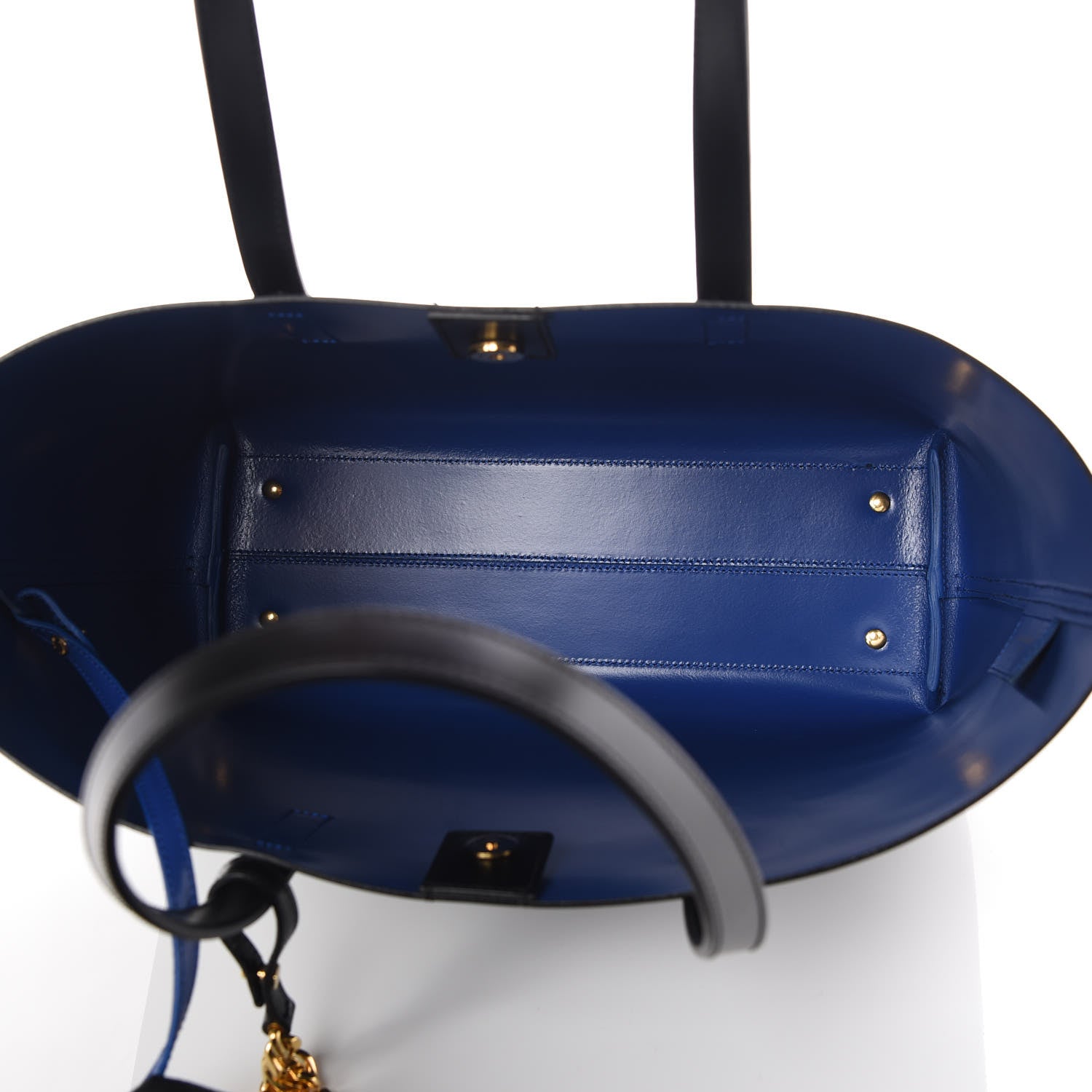 Saint Laurent Calfskin Classic Monogram Double Face Tote Black Blue Majorelle 8 of 9
