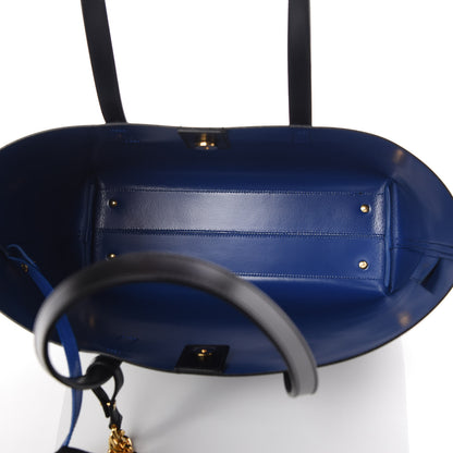 Saint Laurent Calfskin Classic Monogram Double Face Tote Black Blue Majorelle 8 of 9