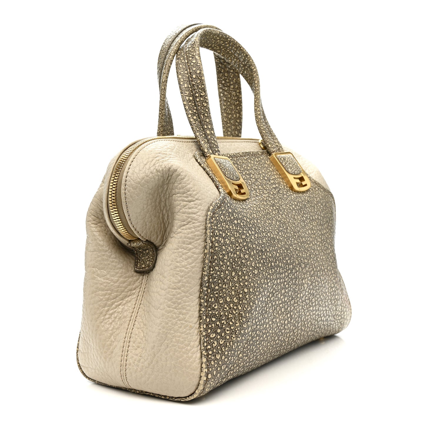 Pebbled Calfskin Small Chameleon Tote Beige Grey