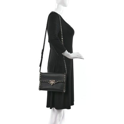 Valentino Garavani Pebbled Calfskin Medium Rockstud Flip Lock Crossbody Bag Black 2 of 9