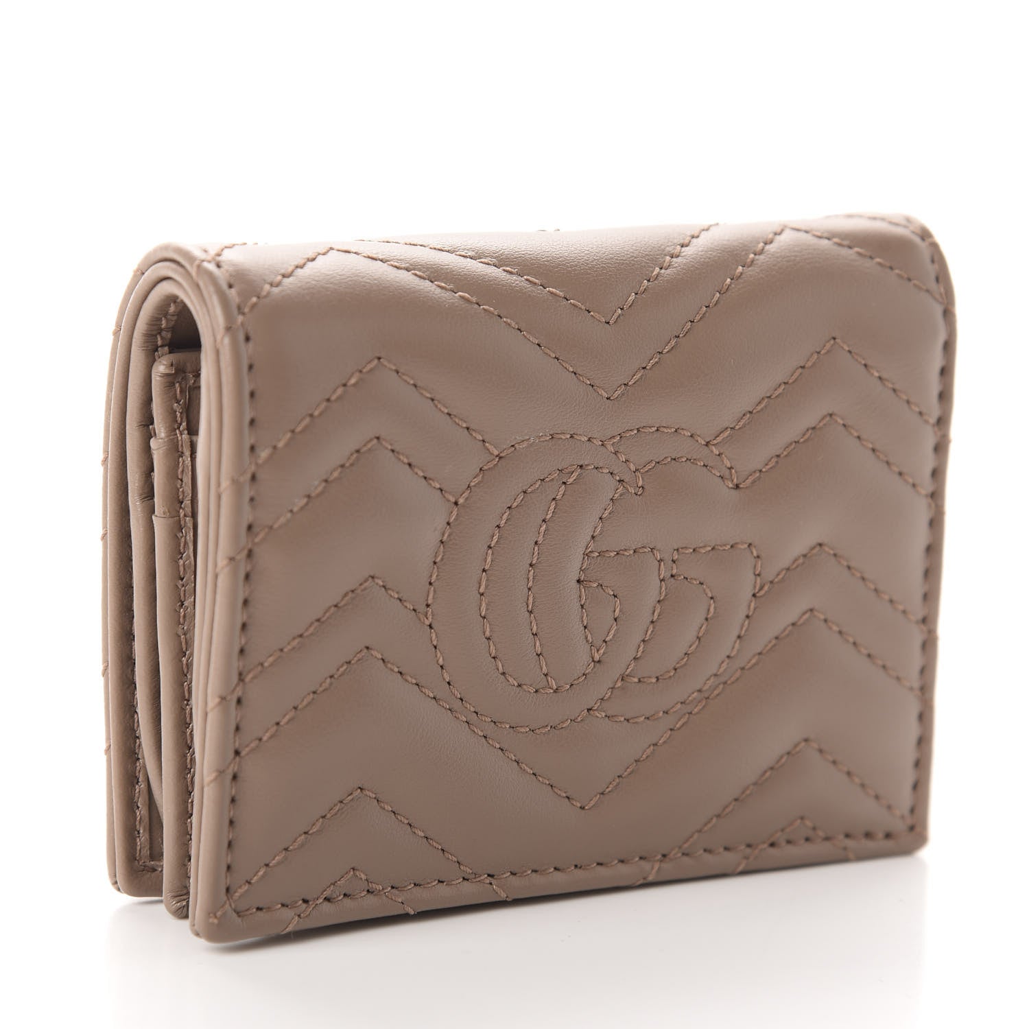 Gucci Calfskin Matelasse GG Marmont Card Case Wallet Porcelain Rose 3 of 8
