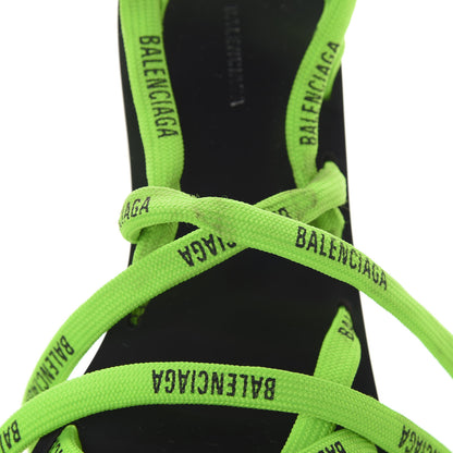 Balenciaga Nylon Calfskin Logo Lace Flat Sandals 39 Neon Green 8 of 10