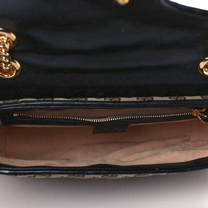 Gucci Monogram Matelasse Diagonal Small GG Marmont Shoulder Bag Beige Black 5 of 11