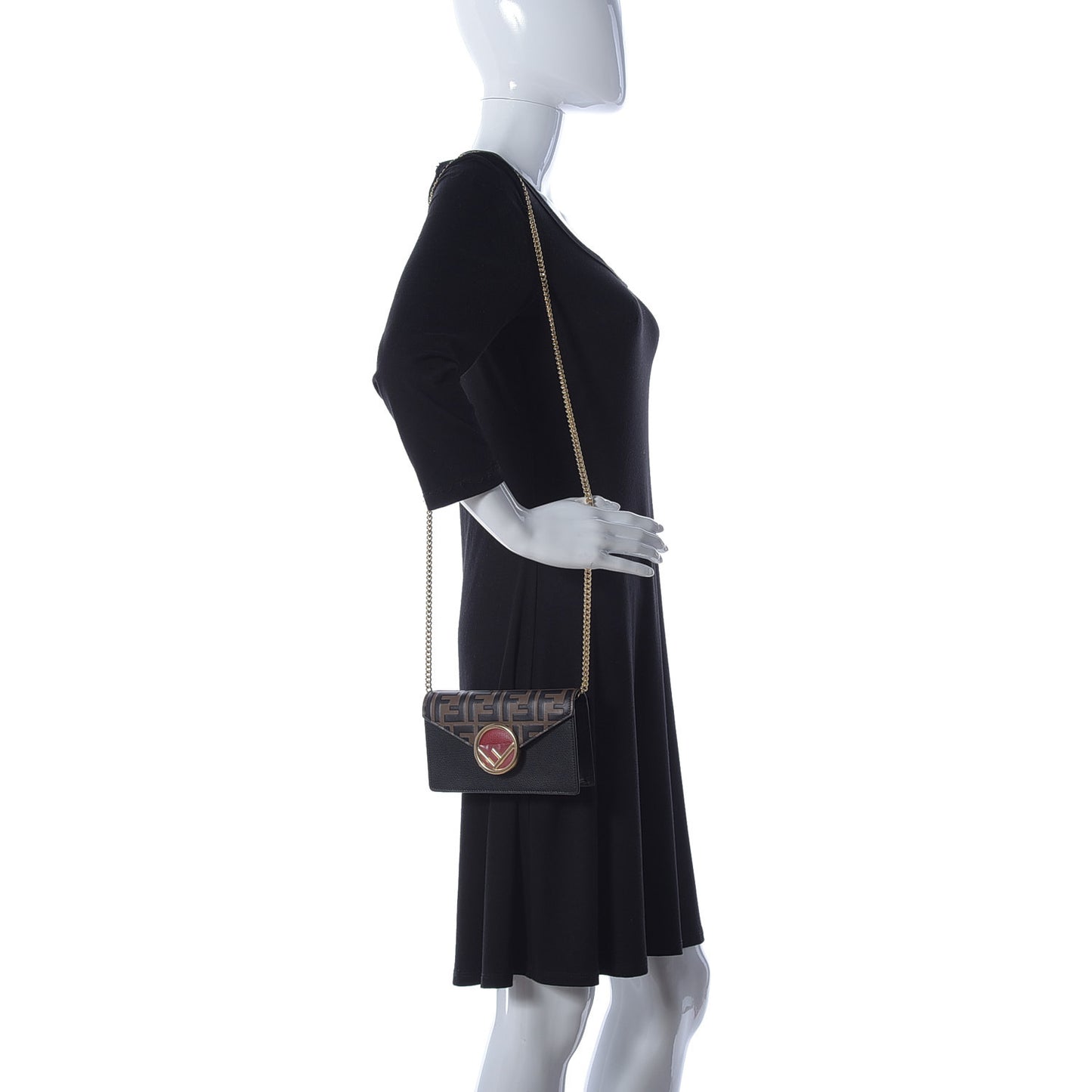 Vitello Cruise F is Fendi Bi-Color FF 1974 Embossed Envelope Belt Bag Maya Black
