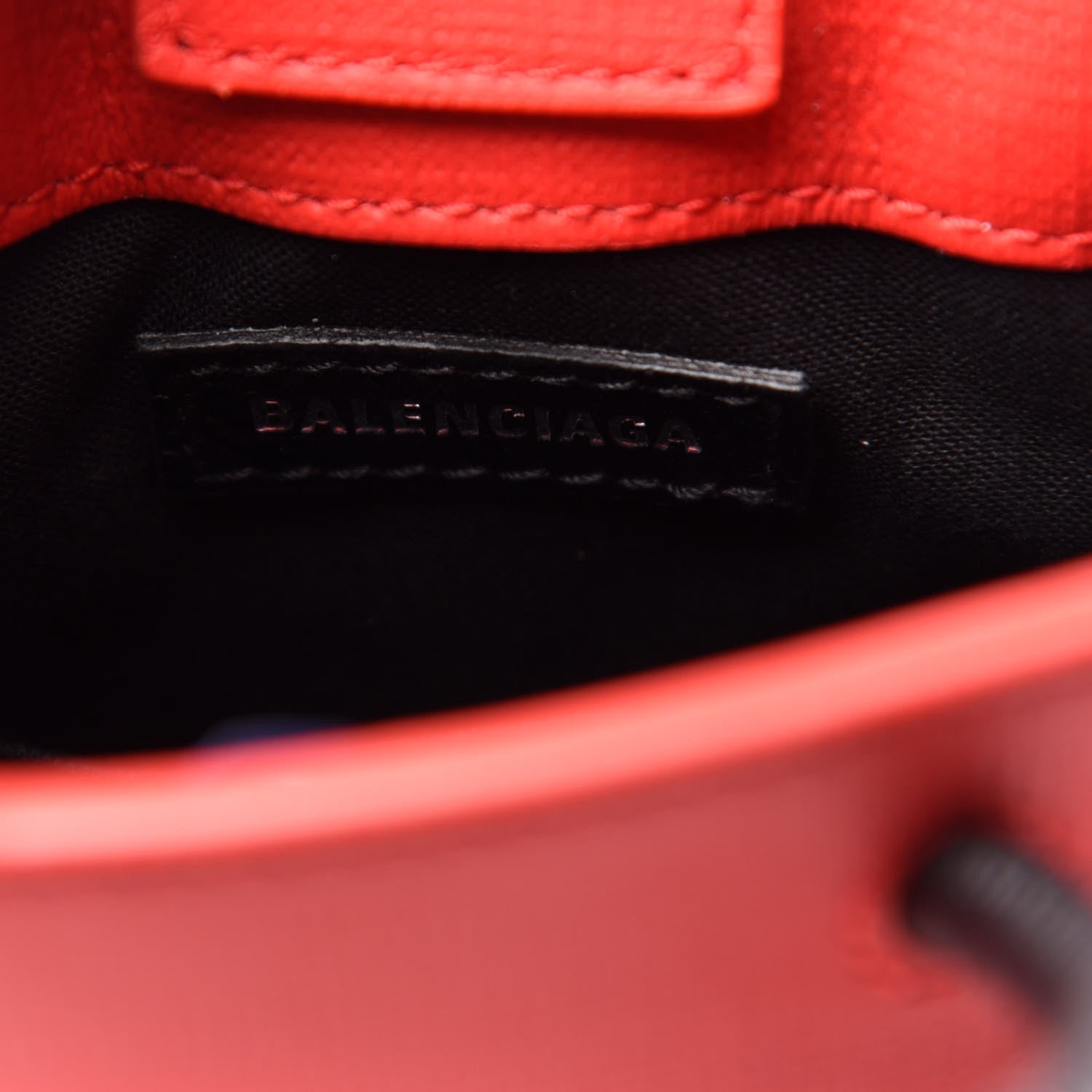 Balenciaga Squared Calfskin Logo Shopping Phone Holder Bag Red 6 of 10