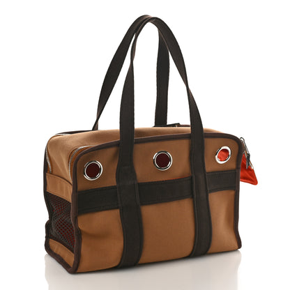 Hermes Polyamide Cotton Carrying Dog Bag Fauve Feu 3 of 8