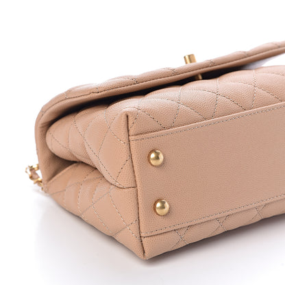 Chanel Caviar Lizard Embossed Quilted Mini Coco Handle Flap Beige 9 of 11