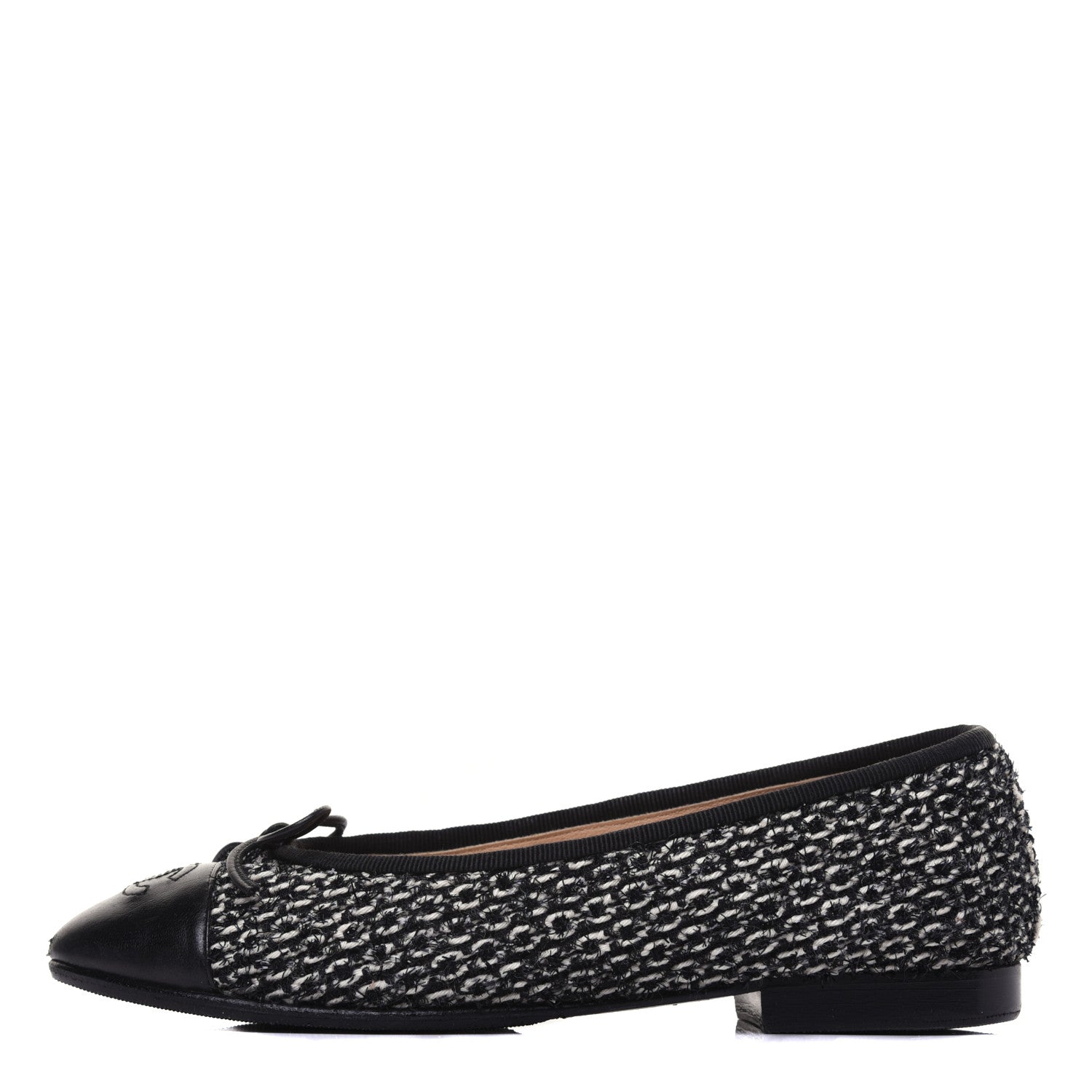 Chanel Tweed Cap Toe Ballerina Flats 36.5 Black White 1 of 14