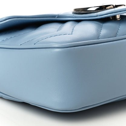 Gucci Calfskin Matelasse Super Mini GG Marmont Shoulder Bag Porcelain Light Blue 8 of 9