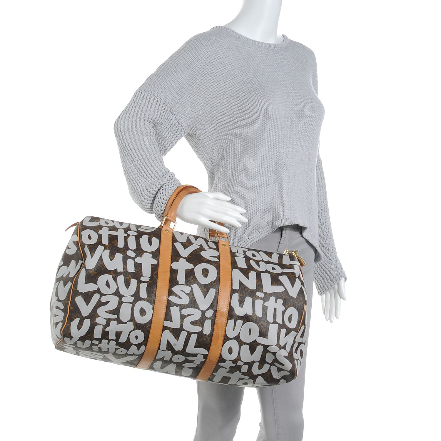 Louis Vuitton Graffiti Keepall 50 Silver 2 of 9