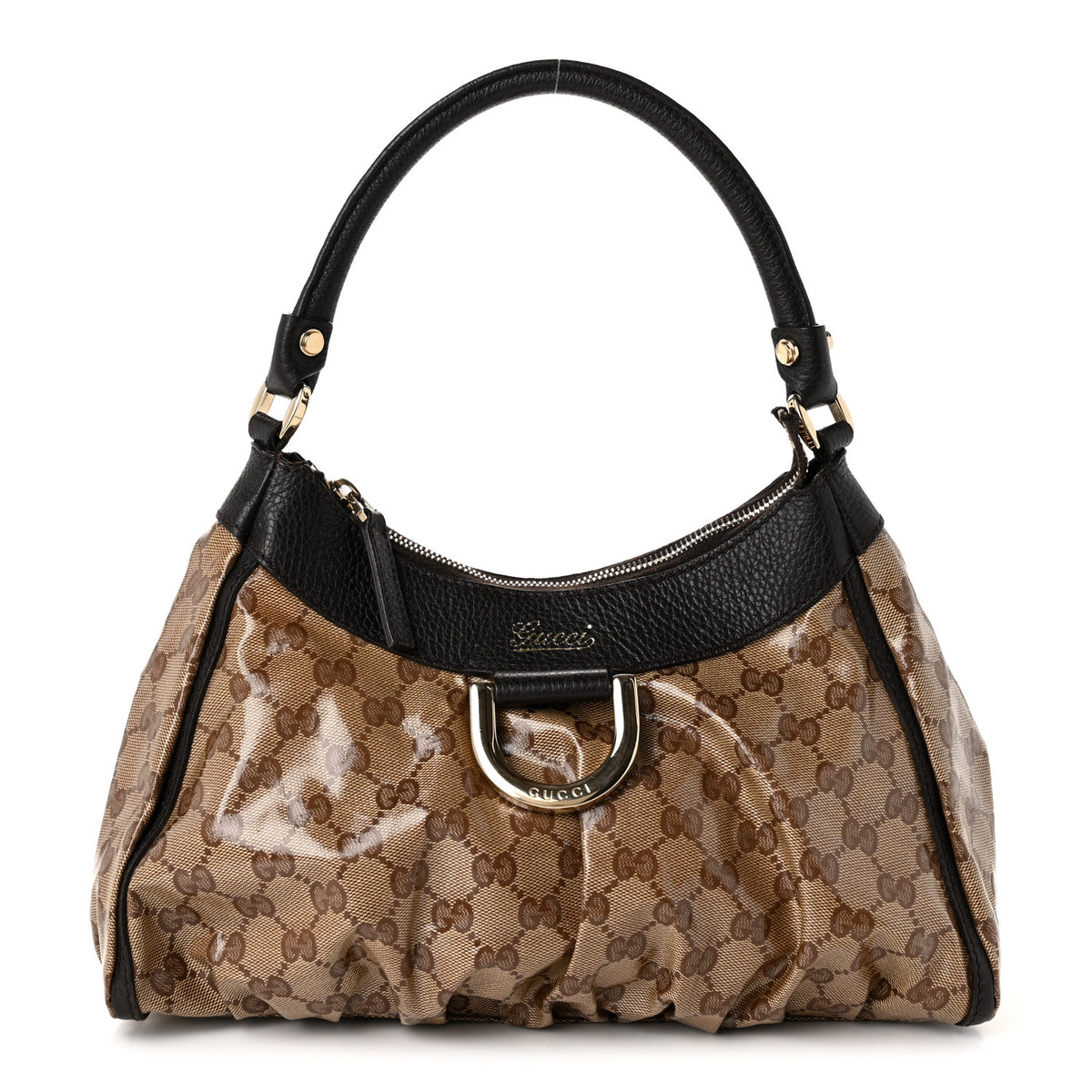 Crystal Monogram D Ring Gold Hobo Gold