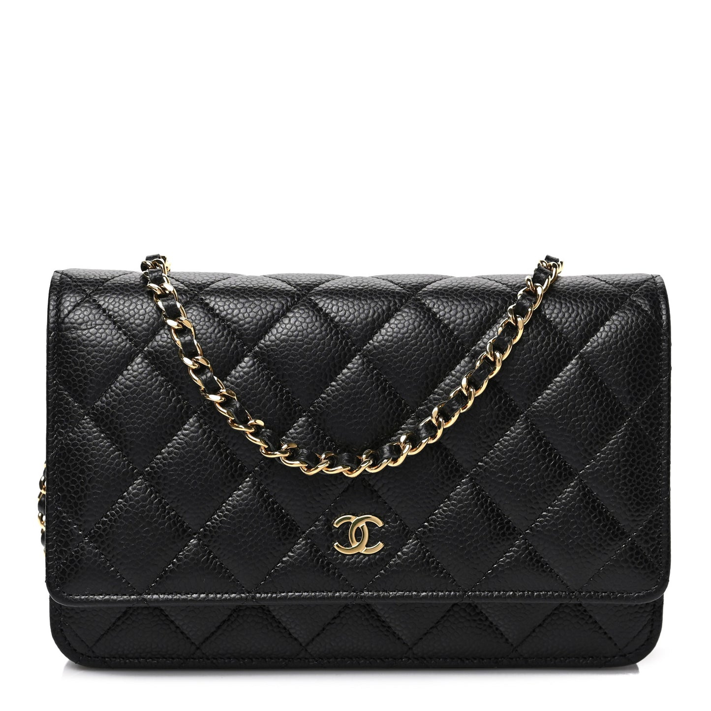 Caviar Quilted Wallet on Chain WOC Black