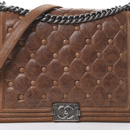 Chanel Nubuck Chesterfield Quilted Large Celtic Boy Flap Brown 8 of 14