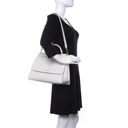 Dolce & Gabbana Calfskin Medium Sicily Soft Satchel White 2 of 14