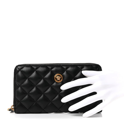 Versace Nappa Quilted Medusa Zip Around Wallet Black 2 of 7