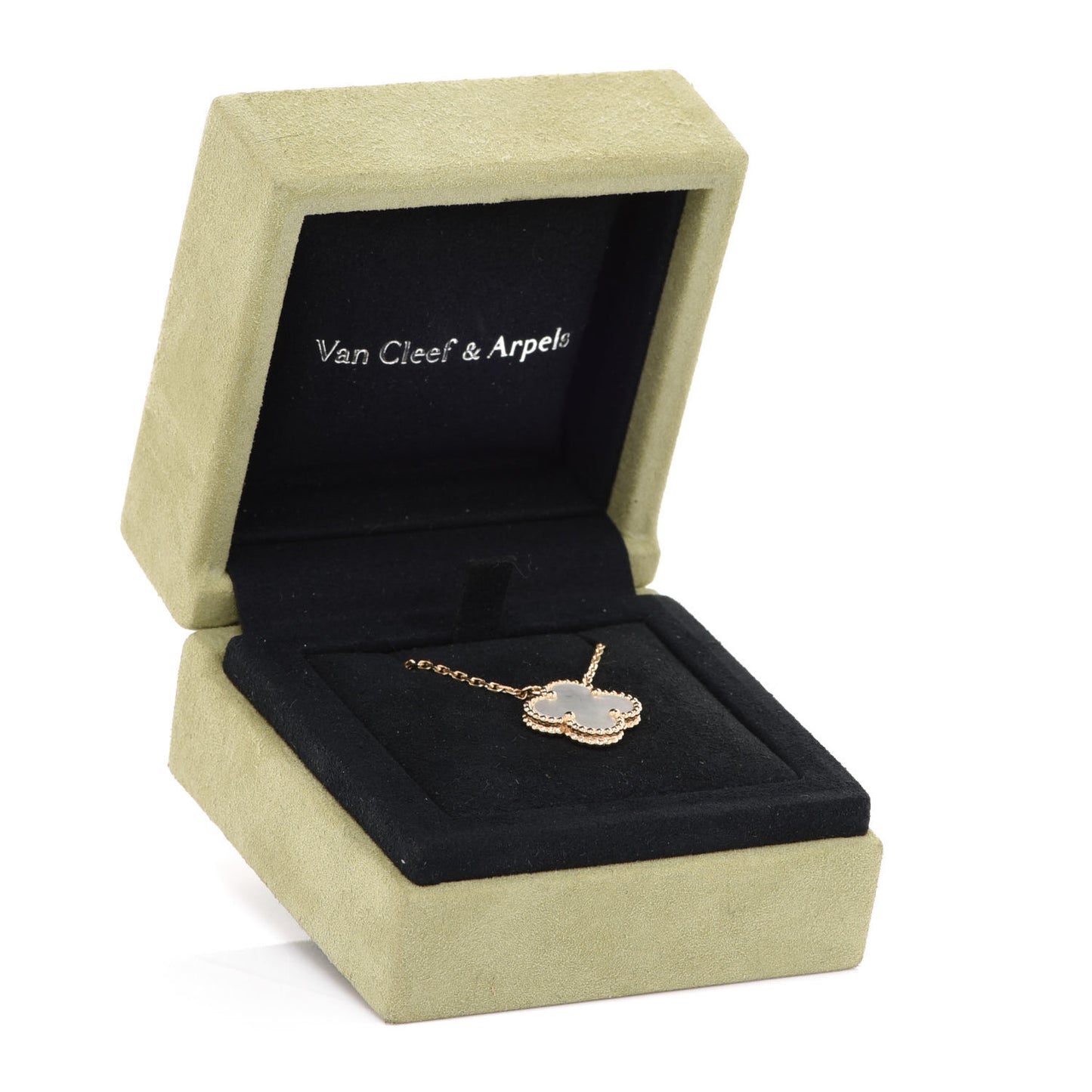 18K Yellow Gold Mother of Pearl Vintage Alhambra Pendant Necklace