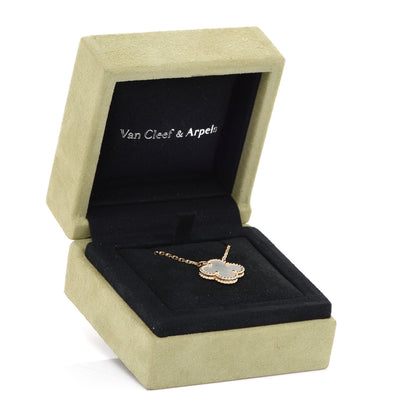 Van Cleef & Arpels 18K Yellow Gold Mother of Pearl Vintage Alhambra Pendant Necklace 6 of 6