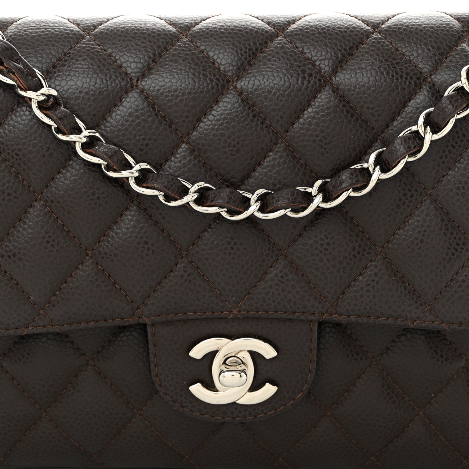 Chanel Caviar Quilted Medium Double Flap Brown 8 of 11