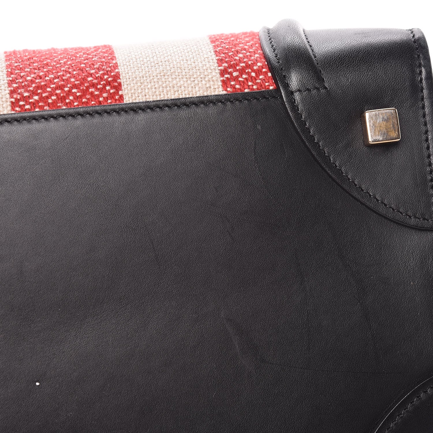 Celine Smooth Calfskin Canvas Bi-Color Striped Mini Luggage Red 14 of 14