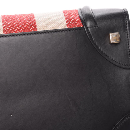 Celine Smooth Calfskin Canvas Bi-Color Striped Mini Luggage Red 14 of 14