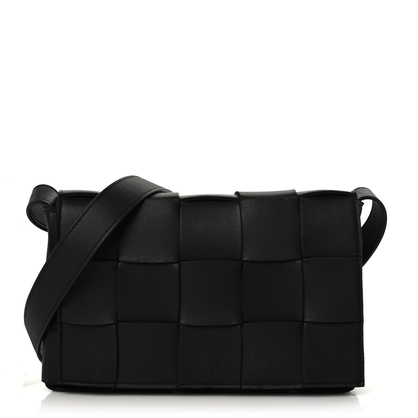 Lambskin Maxi Intrecciato Cassette Crossbody Bag Black