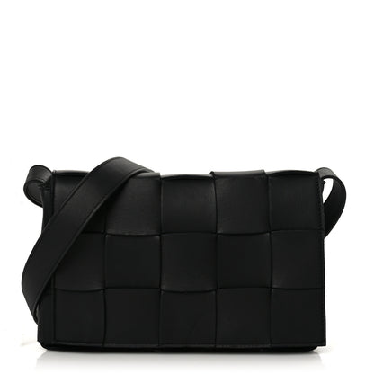 Bottega Veneta Lambskin Maxi Intrecciato Cassette Crossbody Bag Black 1 of 8