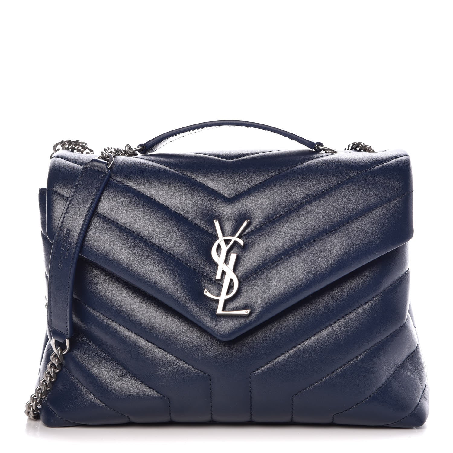 Saint Laurent Calfskin Y Quilted Monogram Small Loulou Chain Satchel Denim Blue 1 of 7