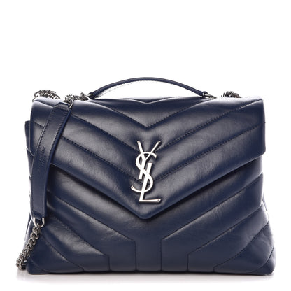 Saint Laurent Calfskin Y Quilted Monogram Small Loulou Chain Satchel Denim Blue 1 of 7